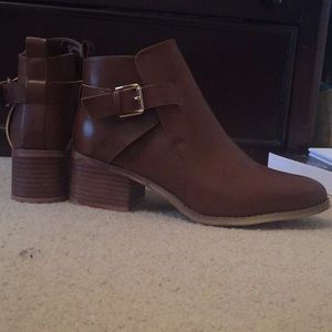 Brown booties with buckle